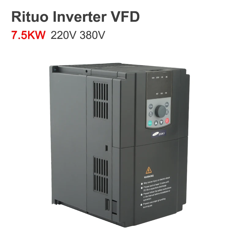 

220v 380v Rituo Inverter VFD 7.5 Kw Vector AC Inverter CNC Spindle Motor Speed Regulation 0-1000 Hz Variable Frequency Drive