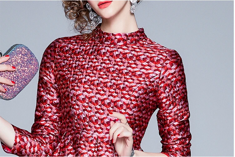 SMTHMA New Fashion Elegant Chic Dresses Women spring Runway Dress abito Jacquard pieghettato di alta qualità
