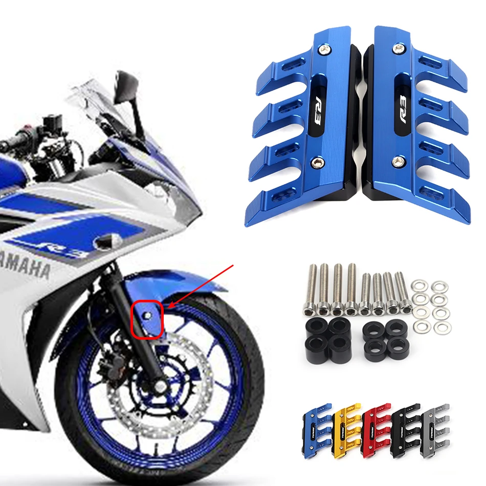 For YAMAHA YZFR3 YZF-R3 R3 Motorcycle Mudguard Front Fork Protector Guard Block Front Fender Anti-fall Slider Accessories