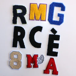 1 Pcs Arabic Numerals English letters Towel embroidery icon Iron on Patch for Clothing DIY Strip Clothes Patchwork Custom Badges
