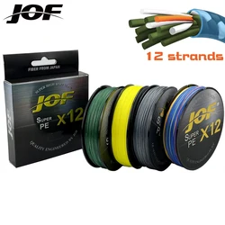 JOF-Hilo de pescar trenzado de PE superfuerte, multifilamento 12/9/500/300 M, trenza 100, 20LBS-92LBS, Japón, 12/9 hebras