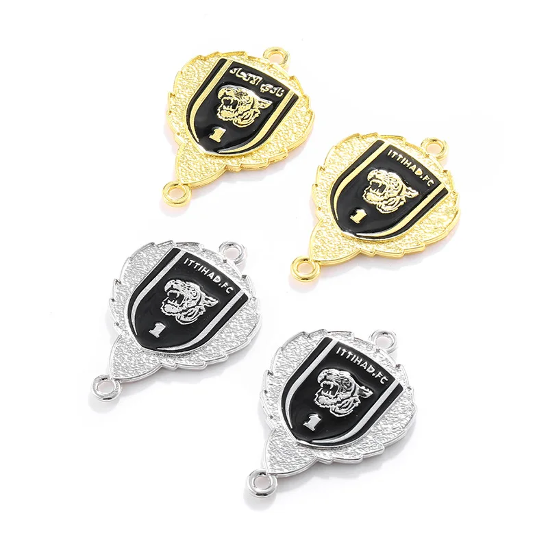 JunKang 2pcs Saudi Arabia ittihad football club logo pendant double rings DIY handmade bracelet necklace jewelry production