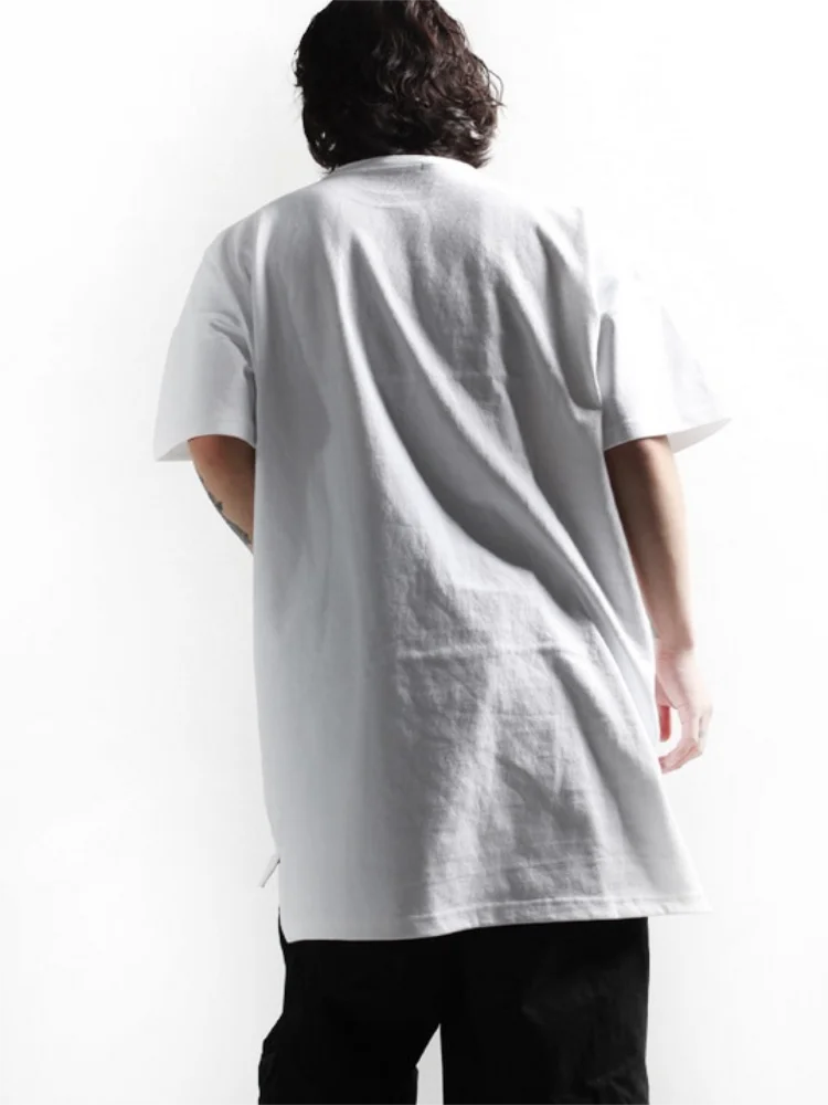 

Men's Short Sleeve T-Shirt Summer New Solid Color Personalized Asymmetric Hem Harajuku High Street Casual Large Half Sleeve