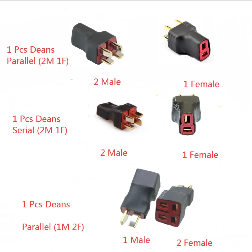 1PCS Deans T Plug  EC3 EC5 XT60 XT90 Parallel Serial Adapter Lipo Battery Converter Connector Plug DIY RC Model accessories