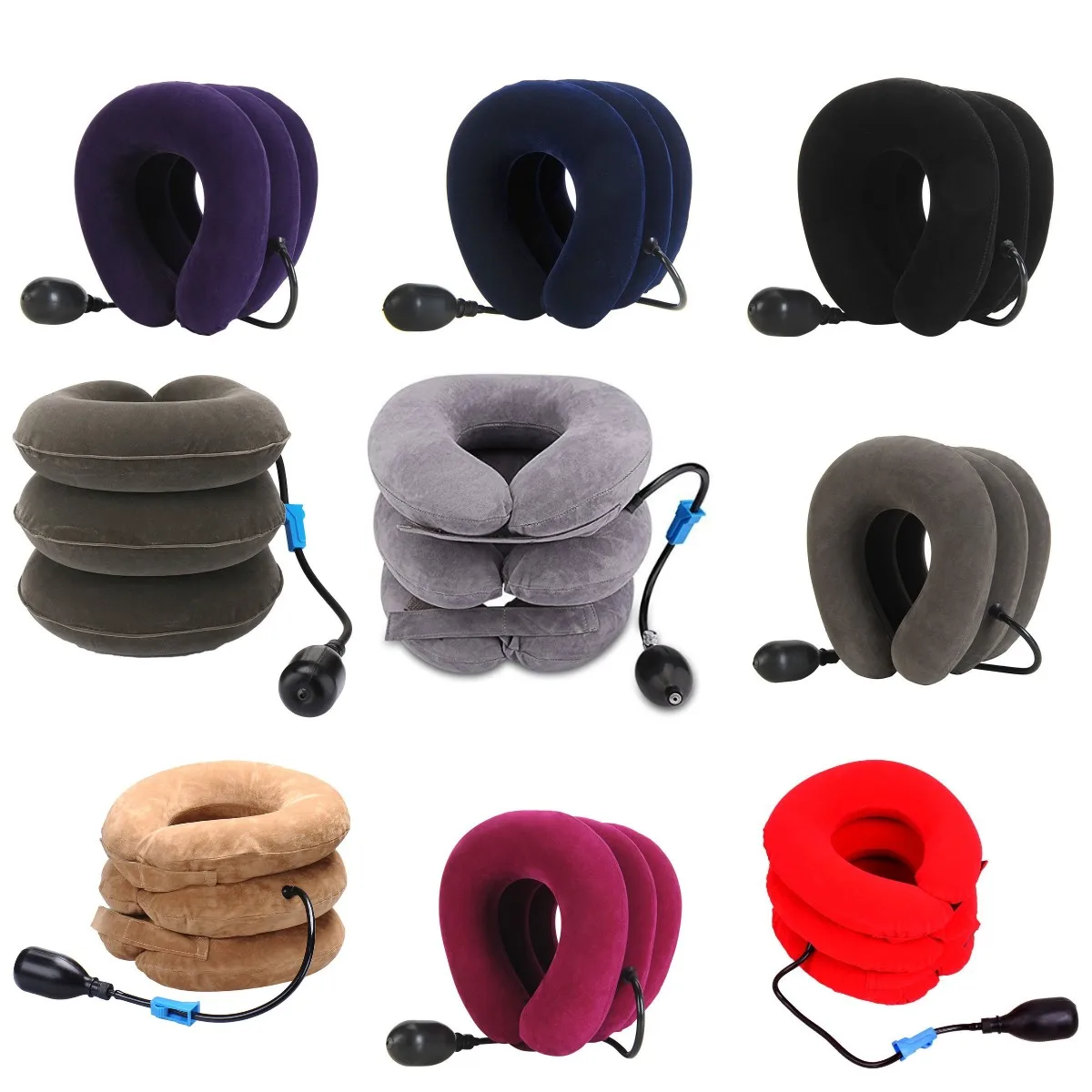 

3 Layers Inflatable Air Cervical Neck Traction Device Soft Neck Collar Pillow Pain Stress Relief Neck Posture Stretching Brace