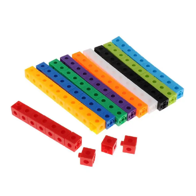 100pcs 10 Colors Multilink Linking Counting Cubes Snap Blocks Teaching Math Manipulative Kids Early Education Toy Teaching Aids