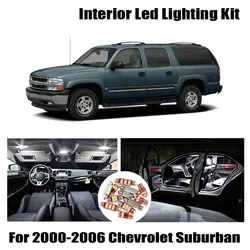 12 Bulbs White LED Car Light Interior Kit Fit For Chevrolet Suburban 2000-2003 2004 2005 2006 Reading Trunk Cargo License Lamp