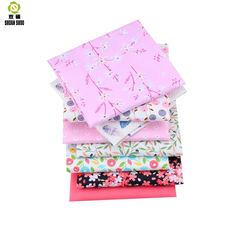 Shuanshuo  8pcs/lot Pink Flora Patchwork Tissue Cottona Fbric Of Handmade DIY Quilting Sewing Baby&Children Sheets Dress 40*50cm