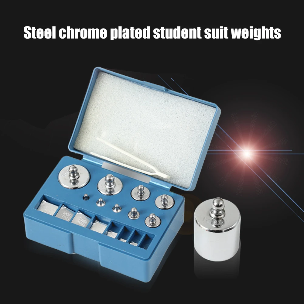 17pcs 10mg-100g Chrome Plating Calibration Gram Scale Weights Set for Digital Scale Balance Laboratory Scale Calibration Weights