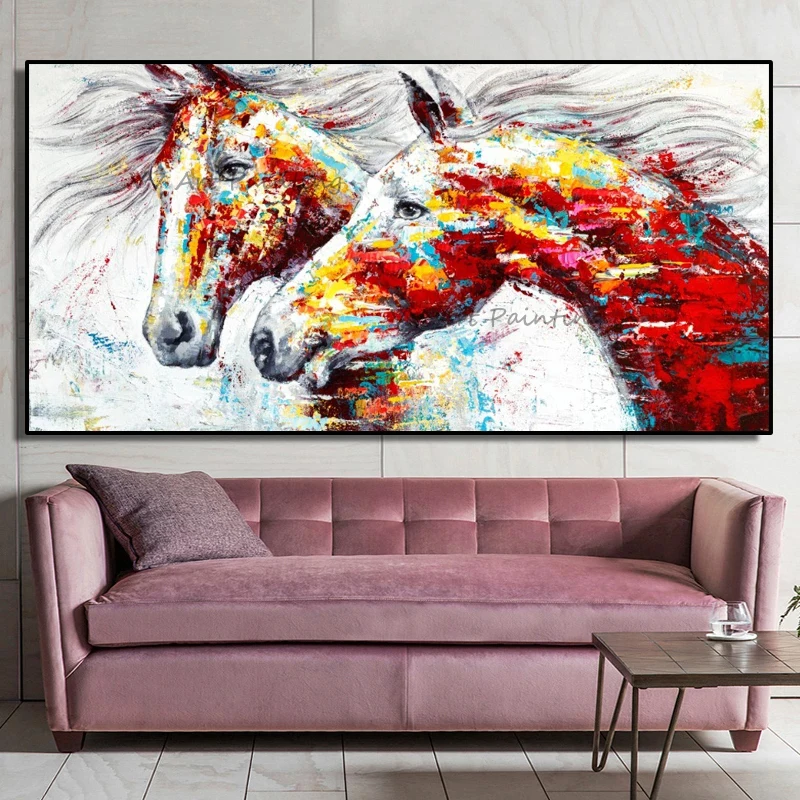 The Running Horse Oil Painting Handmade Animal Canvas Paintings Canvas Creative Color Painting Nature Painting Frameless Graph