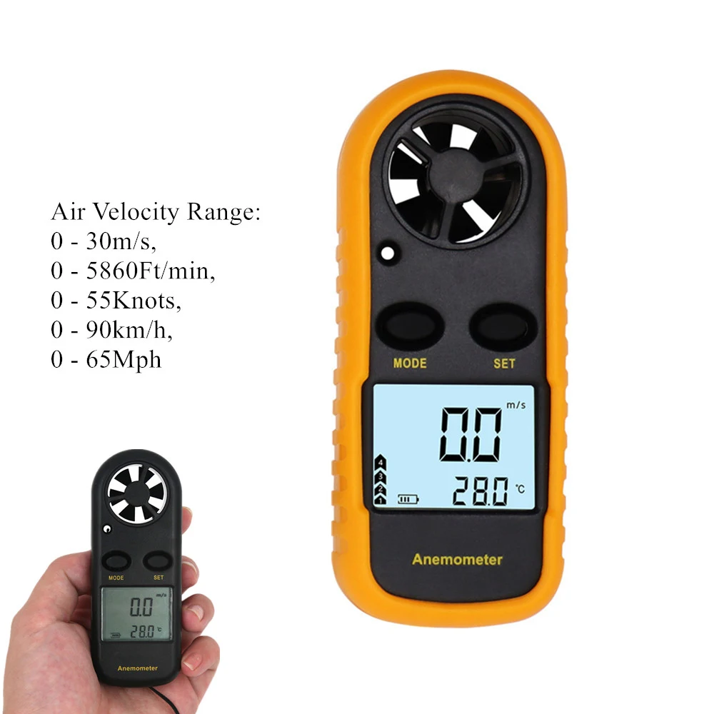 Portable GM816 Anemometer Anemometro Wind Speed Gauge Meter LCD Digital Hand-held Measure Tool