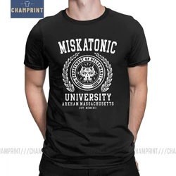 Cthulu And Lovecraft Miskatonic University T-Shirt for Men Call Of Cthulhu Necronomicon Funny Tees Crewneck Cotton Tops T Shirt