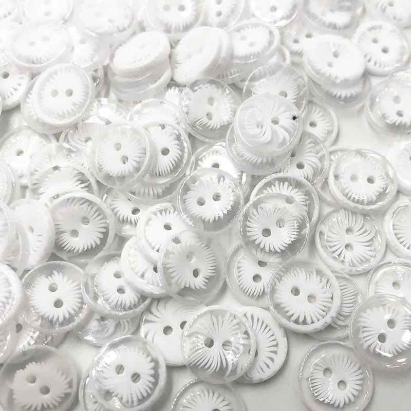 50/100pc 14 mm 2 Holes WHITE Cat\'s Eye flowers button craft/sewing/baby lot PT208