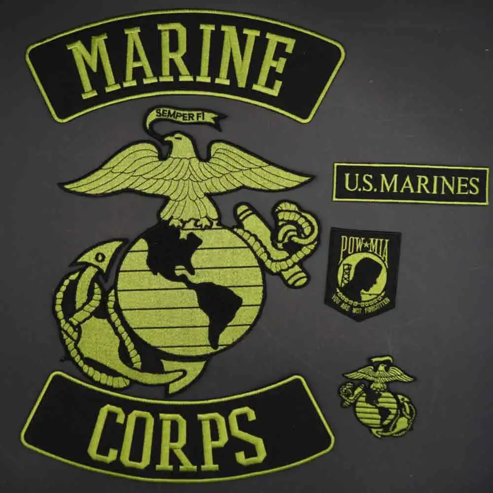 Marine Corps US Embroidery Motorcycle Biker Patch Clothes Stickers Apparel Accessories Badge Iron on Backing