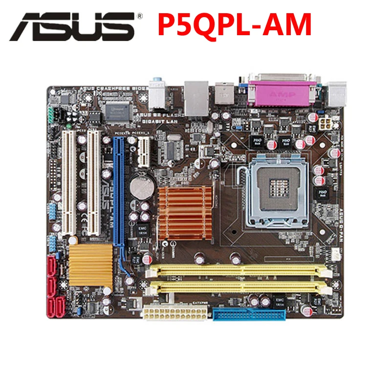 

Original ASUS P5QPL-AM 800Mhz 667Mhz DDR2 P5QPL AM LGA 775 Motherboard uATX USB2.0 PCI-E X16 Desktop PC Mainboard Plate Used