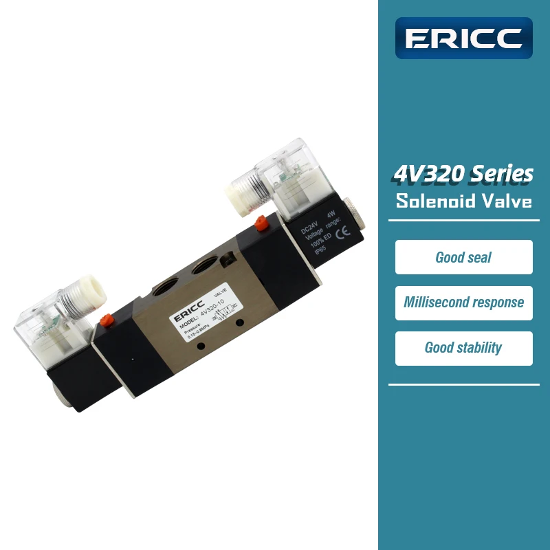 

4V320-10 Series 5 port 2 position Solenoid valve normally closed 4V320-10 AC220V DC12V DC24V AC110V with 4mm 6mm 8mm Fitting