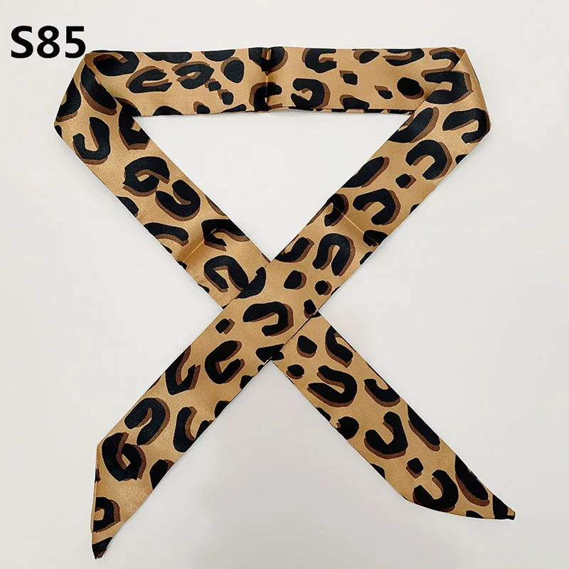 Women Fashion Emulation Silk Leopard Print Small Bag Handle Scarf Headband Hair Decoration Tie Ribbon Long Head Scarf