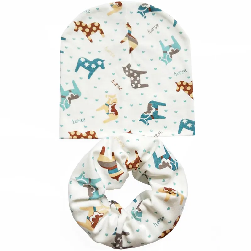 New Winter Children Scarf Hat Sets Cartoon Dinosaur Baby Head Cover Spring Warm Neck Collar Kids Beanies Set Cotton Children Hat