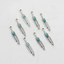 20pcs/lot 27*5MM Retro Zinc Alloy  Mini Feather Charms Pendant For DIY Jewelry Necklace Tassel Making Accessories