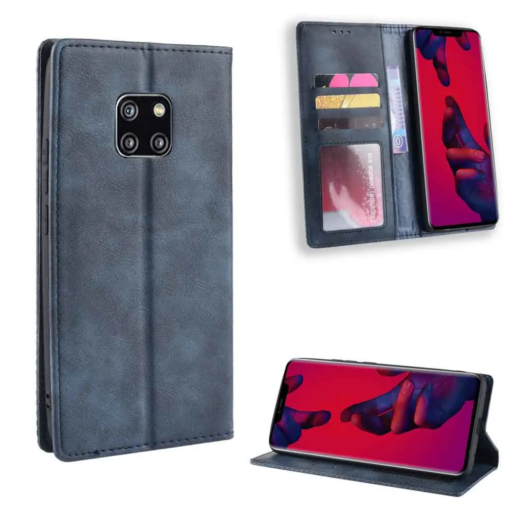 Leather phone case for Huawei Mate 20 HMA-AL00 / 20x EVR-AL00/ mate 20pro LYA-AL00 Cover Flip card wallet with stand Retro Coque