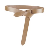 New Knotted Leather Belt Women's Dress Sweater Top Layer Cowhide Belt Women's Fashion Versatile Decorative Waist Seal Khaki