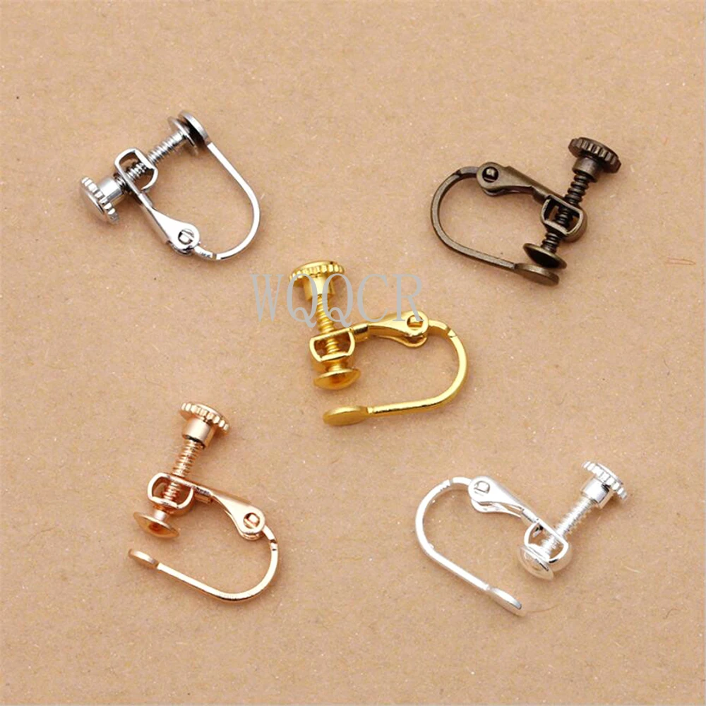 20Pcs Brass Screw ear clip Non-Pierced Earring Converter with Loop Plastic Earring Pads Earrings Jewelry Findings Component