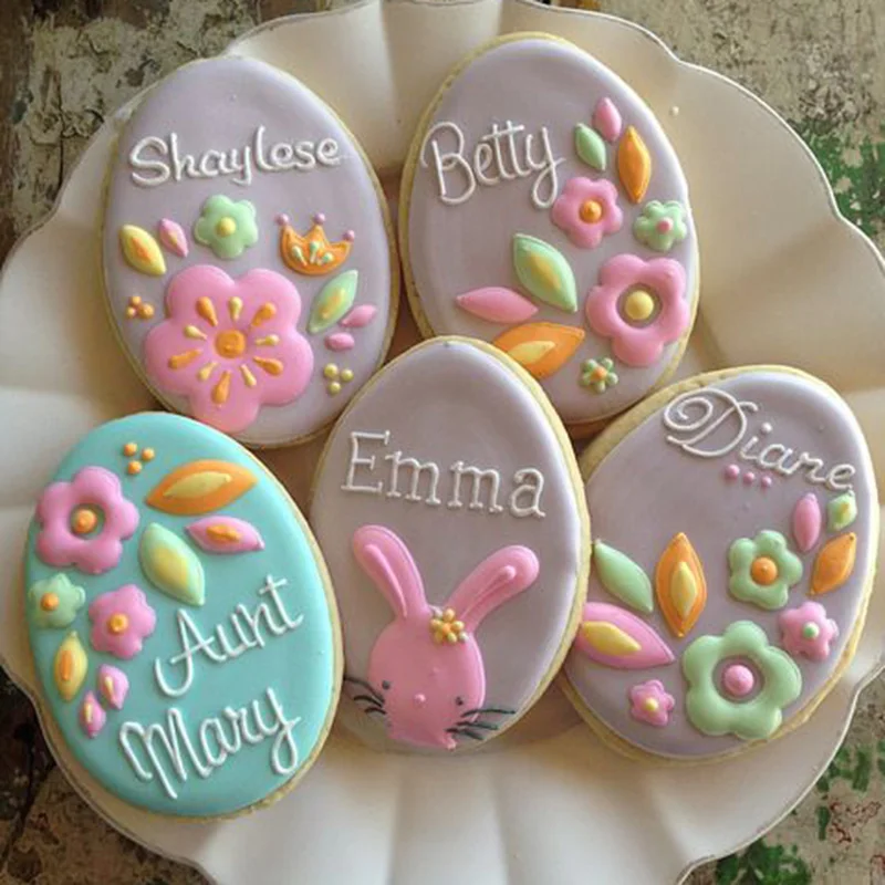 Easter Bunny Cookie Cutter Moulds Rabbit Egg Carrot Biscuit Press Stamp Molds DIY Baking Tool Happy Easter Party Cake Decorating