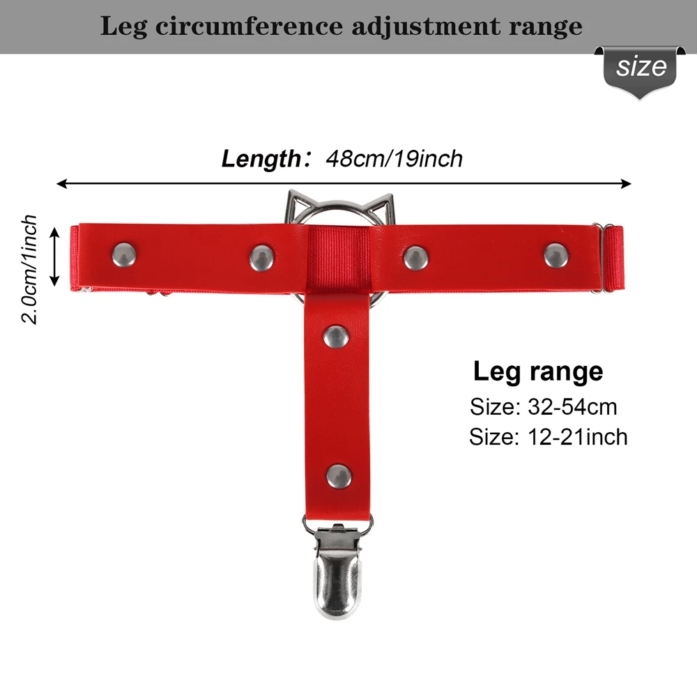 Sabuk Garter Kulit PU Seksi Garter Kulit Punk Cincin Kaki Baju Zirah Hadiah Ukuran Dapat Disesuaikan Klip Stoking Erotis Kulit Sintetis