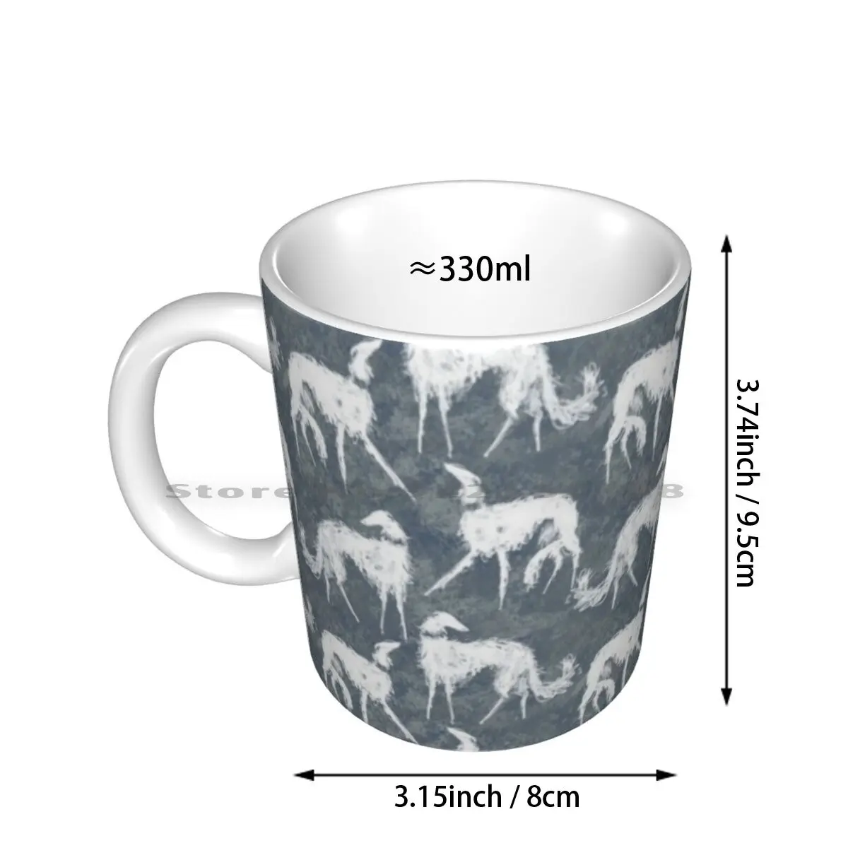 White Borsois Ceramic Mugs Coffee Cups Milk Tea Mug Galgo Greyhound Sighthound Dog Animal Lobitos Whippet Magyar Agar Windspiel