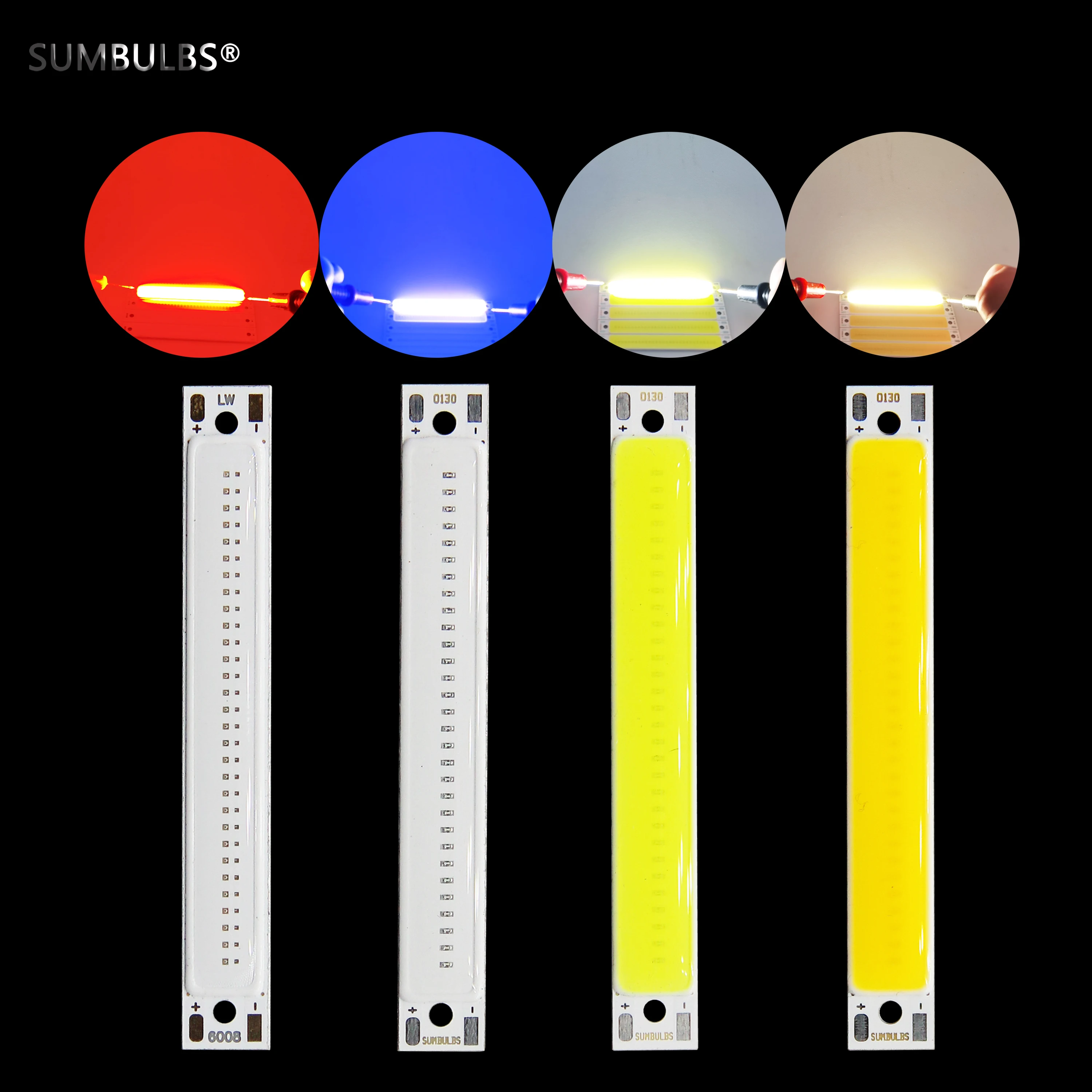 10pcs 60mm Bar LED COB Strip Light Source for Bicycle Taillights 3V 3.7V Cold Warm White Blue Red for DIY Work Bulb