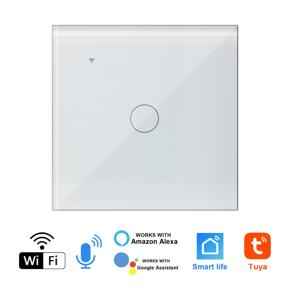 Smart Touch Switch 1/2 Gang Light Witch Tuya APP Remote Control Wall Switch Touch Work with Assistant Alexa Echo Voice Home