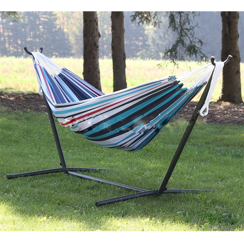 1PC Outdoor Removable Canvas Hammock Assembly Thickened Iron Bracket Canvas Hammock Shelf Convenient Outdoor Travel Hammock