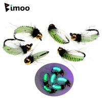 Bimoo 6PCS # 10 # 12 CDC pluma Hackle ninfa Scud mosca UV latón Beadhead insecto húmedo gusano trucha pesca cebo con mosca señuelo hundimiento rápido