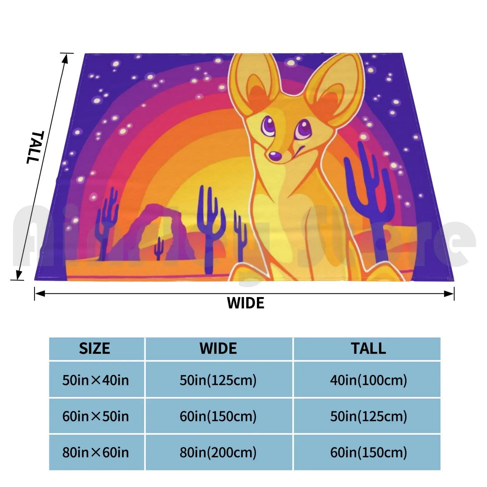 Fennec Fox Blanket Fashion Custom Fennec Fox Fennec Fox Desert Cactus Cute Sand Dunes Hills Formation Arch