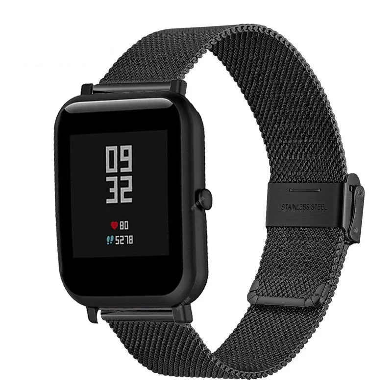 Correa de acero inoxidable para reloj inteligente Xiaomi Huami Amazfit Bip Youth, correa de 20mm para reloj inteligente Huami Bip BIT Lite