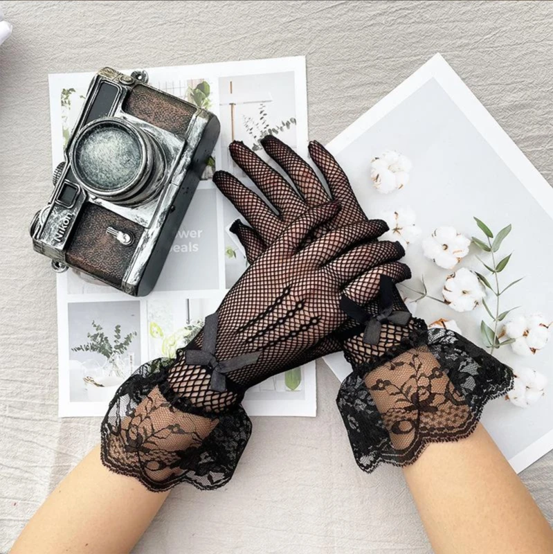 Cool Lace Gloves Summer Ladies Fashion Lace Fashion Personality Mesh Women's Wedding Etiquette Sunscreen Gloves