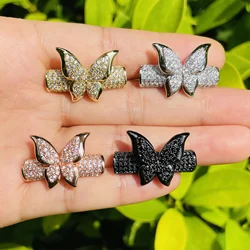 5pcs/lot Curved Butterfly Tube Bar Spacer for Women Bracelet Making Bling Cubic Zirconia Pave Jewelry Waist Accessory Wholesale