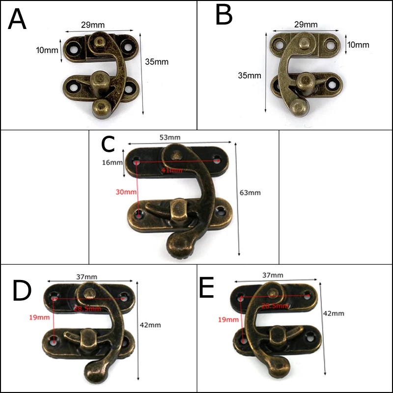 Vintage Wooden Box Decorative Latch Clasps Lock Padlock Hasp Hook Antique Wooden Case Buckle With Screws