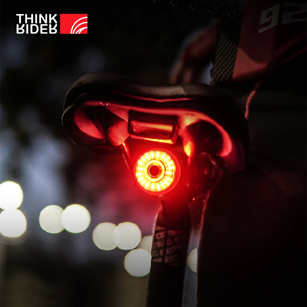 ThinkRider Bike tail light bicycle Smart Auto Brake Sensing Light flashing USB charging night ride waterproof