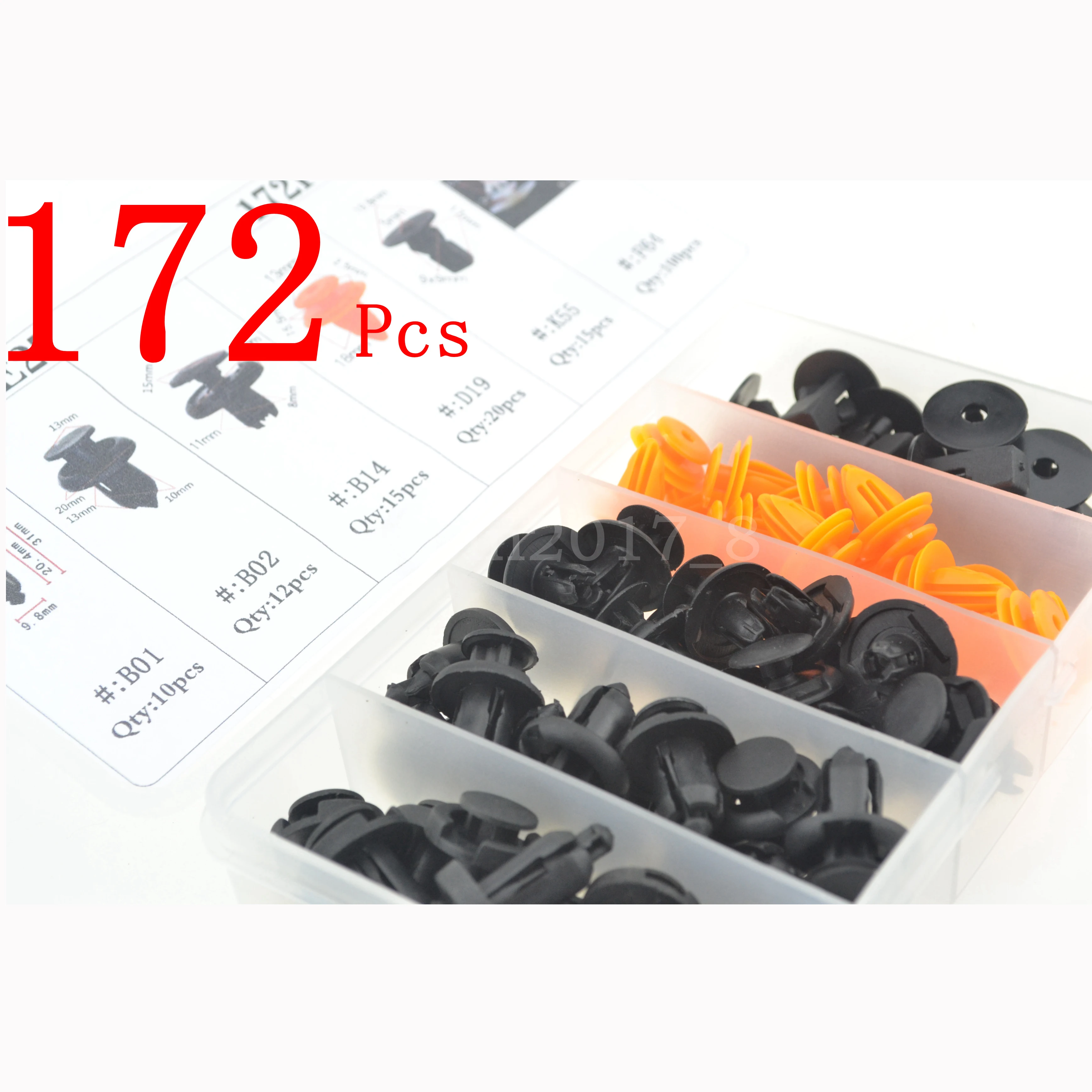 172pcs Car Door Push Pin Rivet Trim Clips Panel Moulding Assortment for Honda