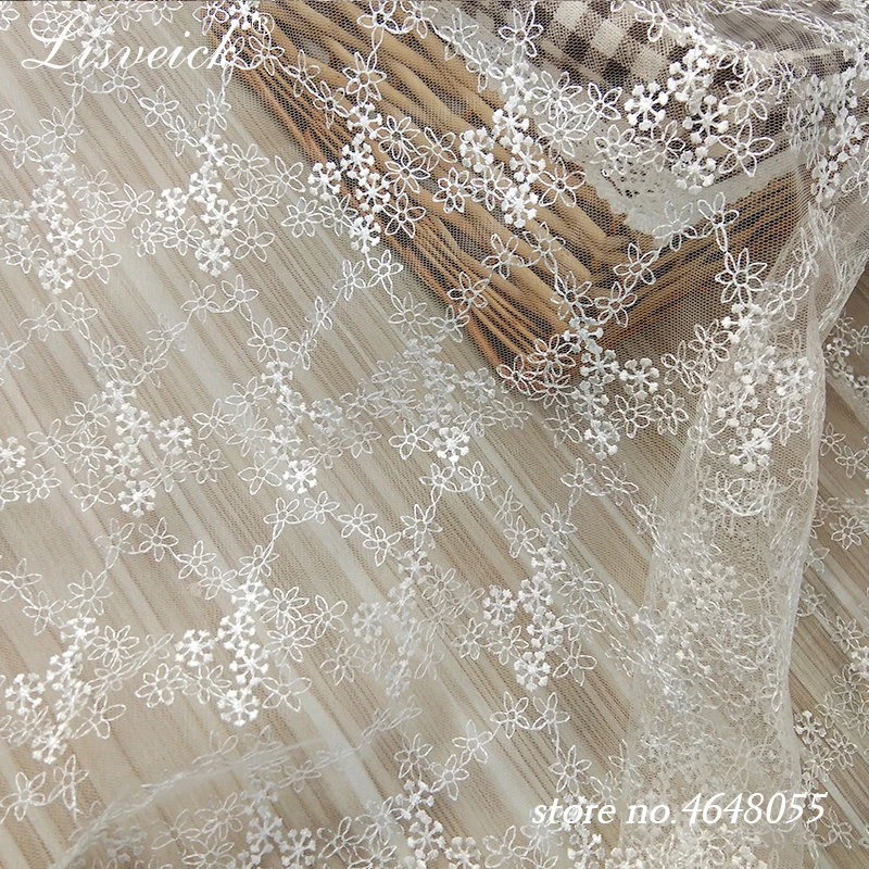 1y New Lightweight mesh fabric Fashion flower embroidery mesh tulle lace fabric Fine wedding dress Skirt accessories diy dress