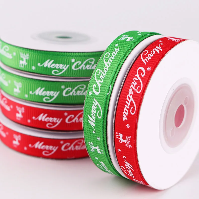 Rollo de cintas para decoración colgante de fiesta, suministros para manualidades, embalaje de regalo hecho a mano, color verde/rojo, de la mejor calidad, 5 yardas/rollo, 10 mm