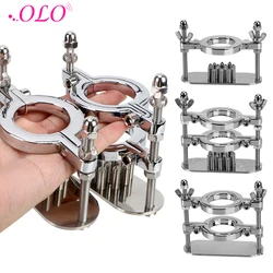 OLO Scrotum Stimulation Lock Cock Ring Stretcher Testicle Clamp Metal Spike Penis Ring Clamp Male Chastity Training Device