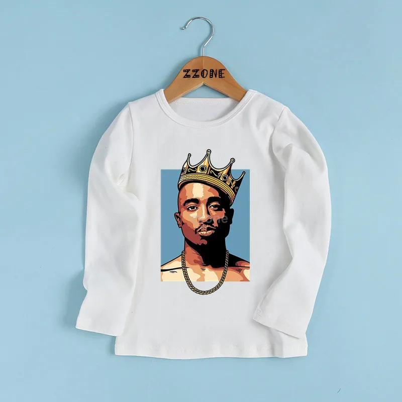 Trẻ Em Tupac 2pac Hip Hop Swag Áo Thun Nữ In Hình Trẻ Em Cho Bé Thời Trang Quần Áo Bé Gái Bé Trai Tay Dài Màu Trắng Phối Áo Thun, LKP287