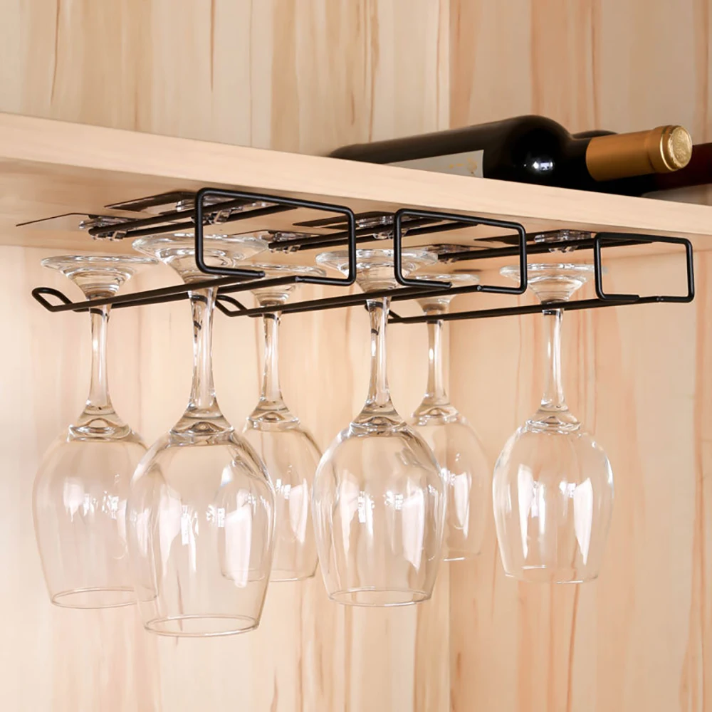 Easy Installation Useful Iron Wine Rack Glass Holder Hanging Bar Shelf Stainless Steel Wine Glass Rack Stand Paper Roll Holder