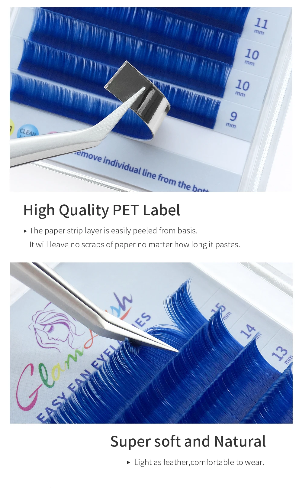 GLAMLASH Colored Easy fan Lashes Eyelash Extension mink eyelashes soft russian volume Fake Lashes color natural colored lashes