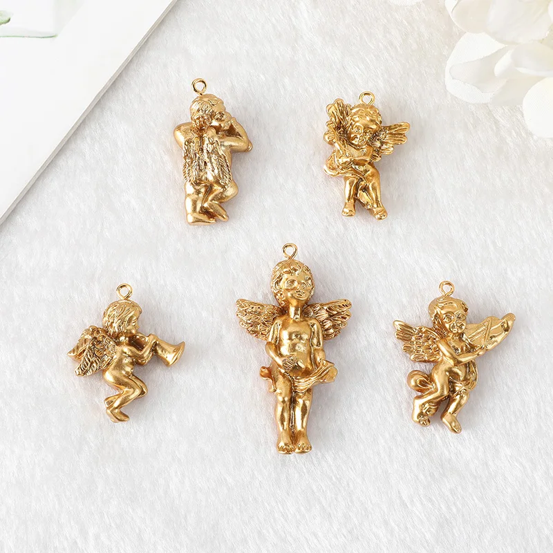 10Pcs Fashion Cute Cupid Angel Pendant Vintage Angel Charms Punk Jewelry For Cool Women Girl Friendship Gift