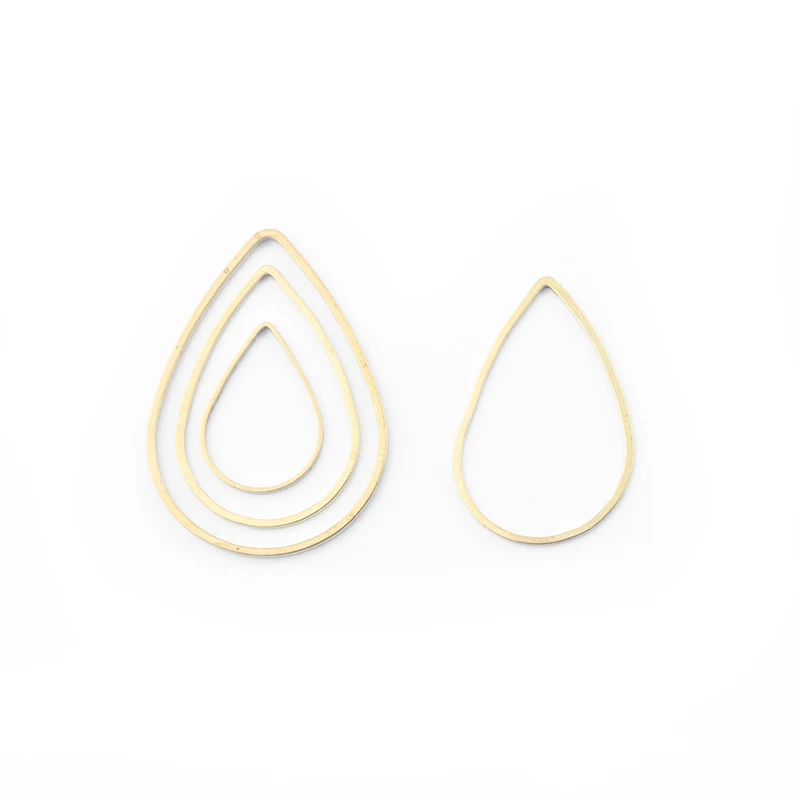 50pcs Raw Brass Hollow Waterdrop Charms Teardrop Frame Pendant For Diy Earring Necklace Jewelry Making Craft Accessories