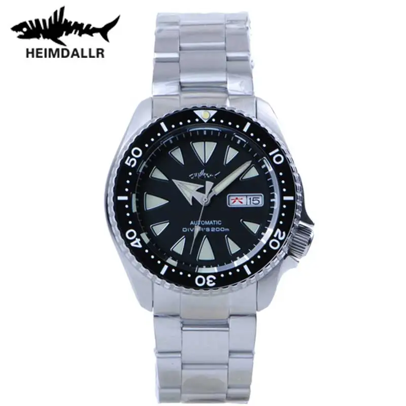 Heimdallr SKX Men\'s Watch Stainless 20ATM Sapphire Crystal Ceramic Bezel Luminous NH36 Automatic Mechanical Diver Wristwatch