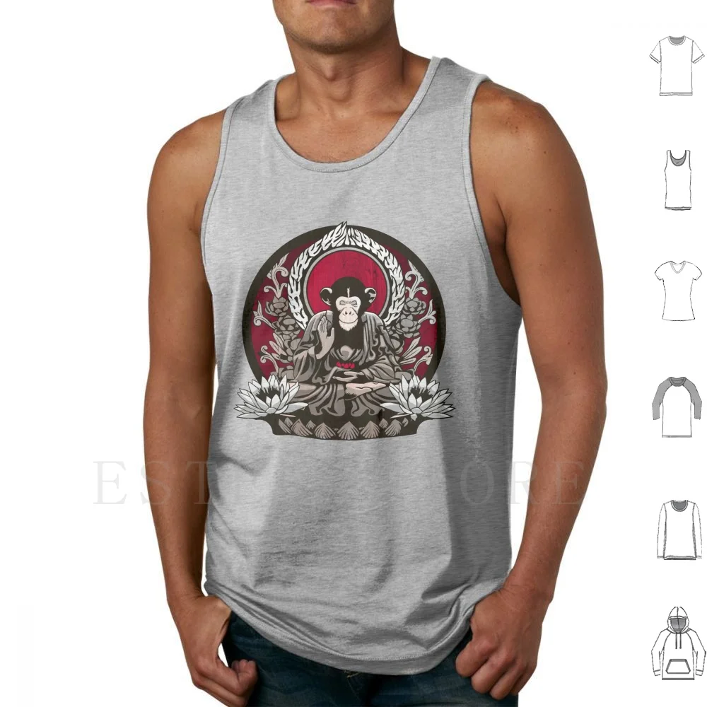 Zen Sapience Tank Tops Vest Sleeveless Zen Monkey Buddhist Chimp Buddha Spiritual Meditation
